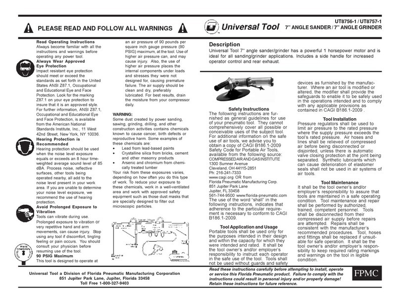 Florida Pneumatic Universal Tool UT8756-1 quick start guide