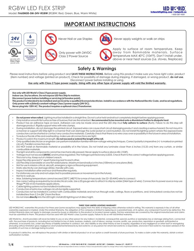 LED World FA60M50-5M-24V-RGBW Important instructions