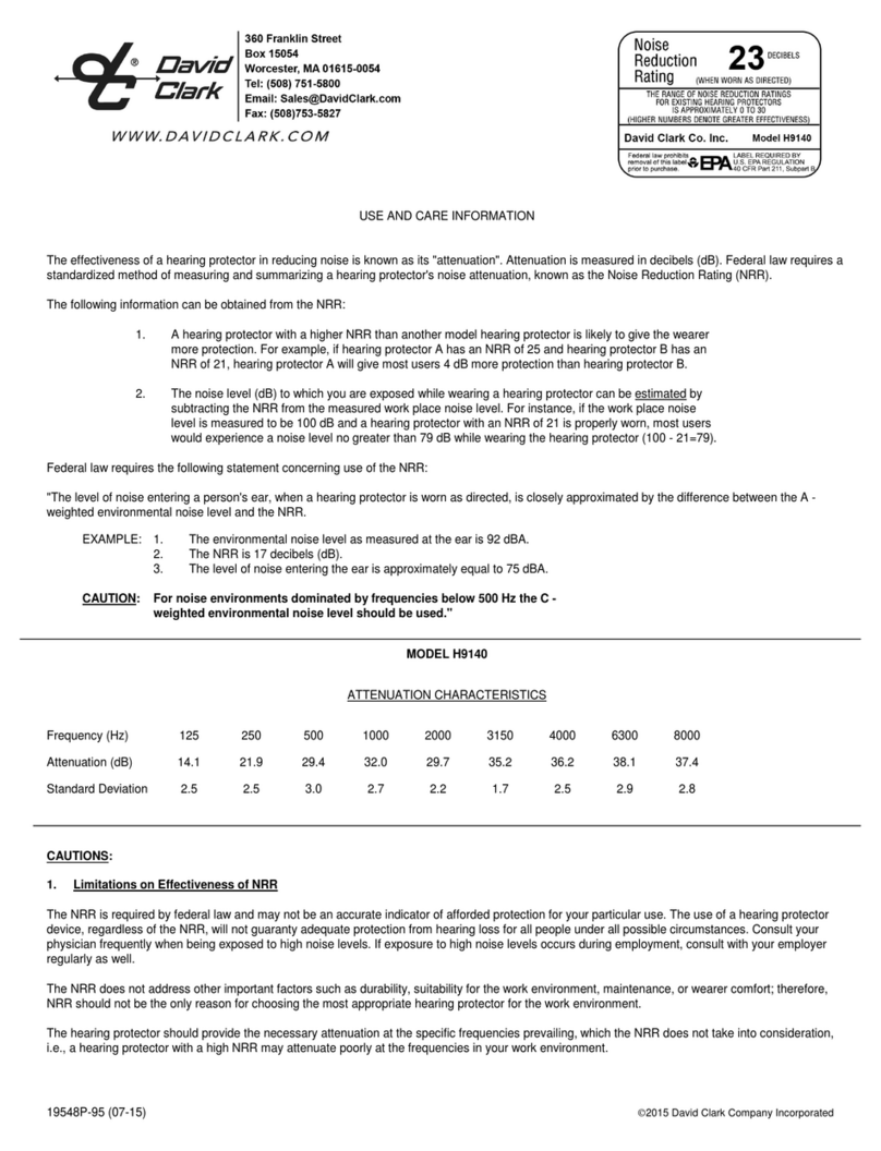 David Clark H9140 Owner's manual