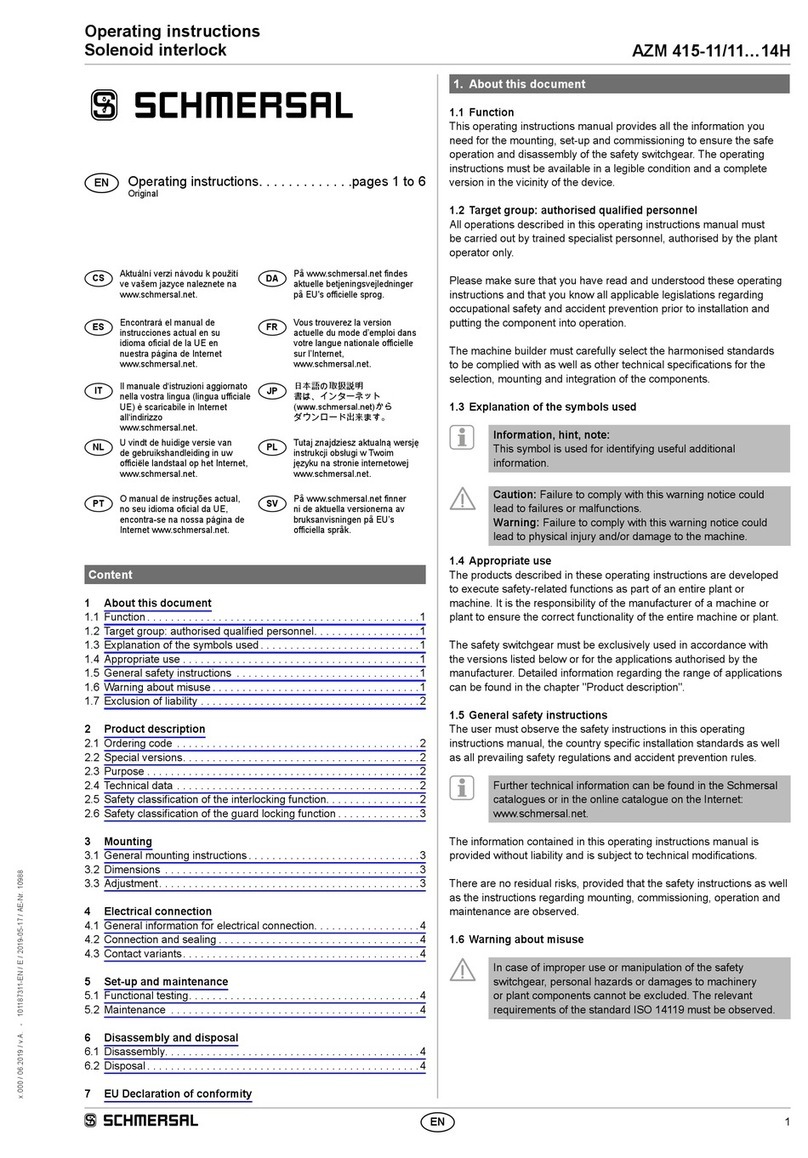 schmersal AZM 415-11/11 14H Series User manual