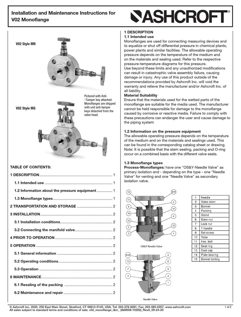 Ashcroft V02 Installation and maintenance instructions