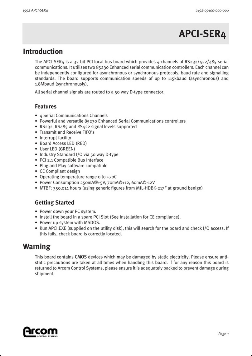 Arcom APCI-SER4 quick start guide