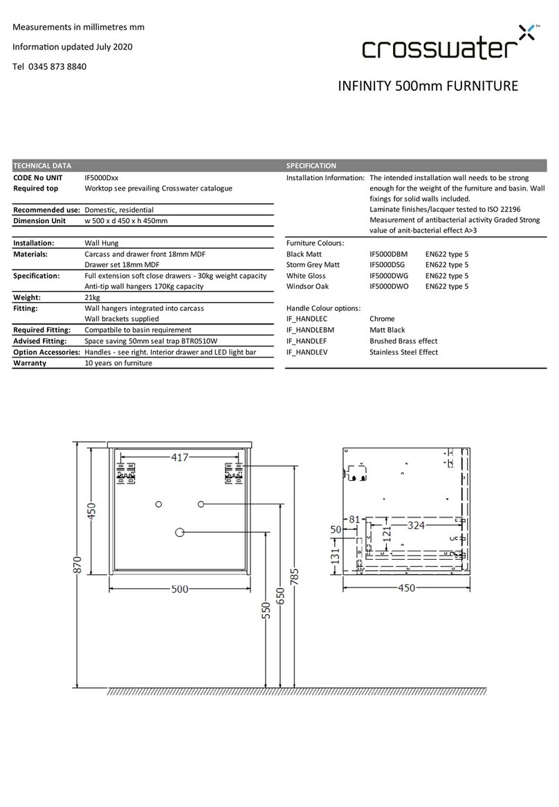 Crosswater INFINITY 500mm FURNITURE User manual