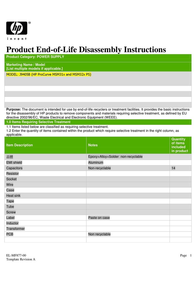 HP J9405B Product End-of-Life Disassembly Instructions