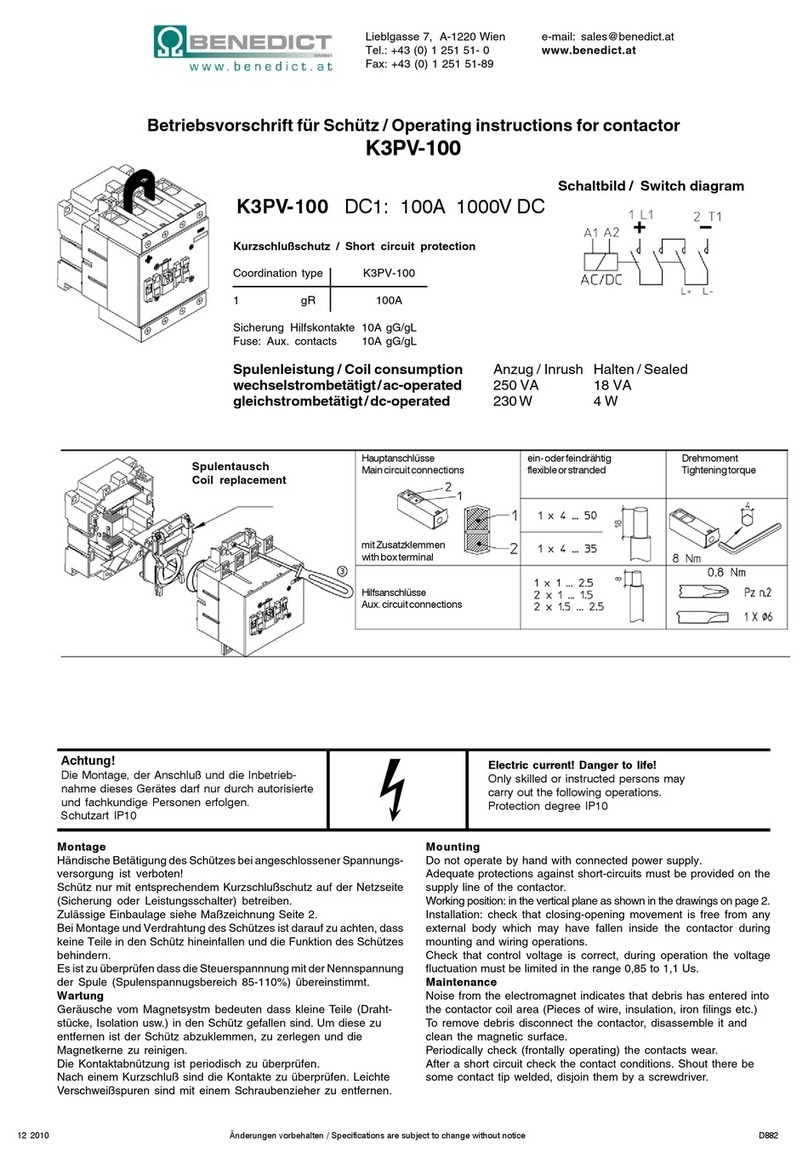 Benedict K3PV-100 operating instructions
