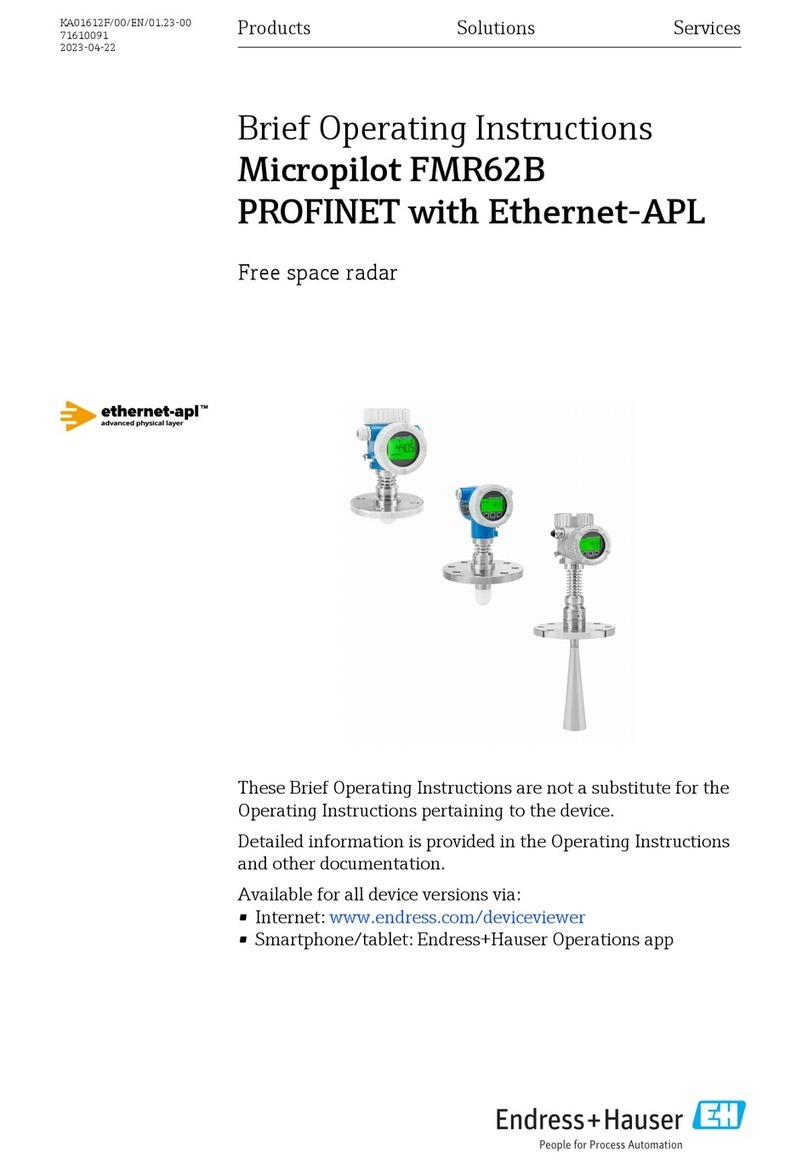 Endress+Hauser Micropilot FMR62B PROFINET with Ethernet-APL Brief operating instructions
