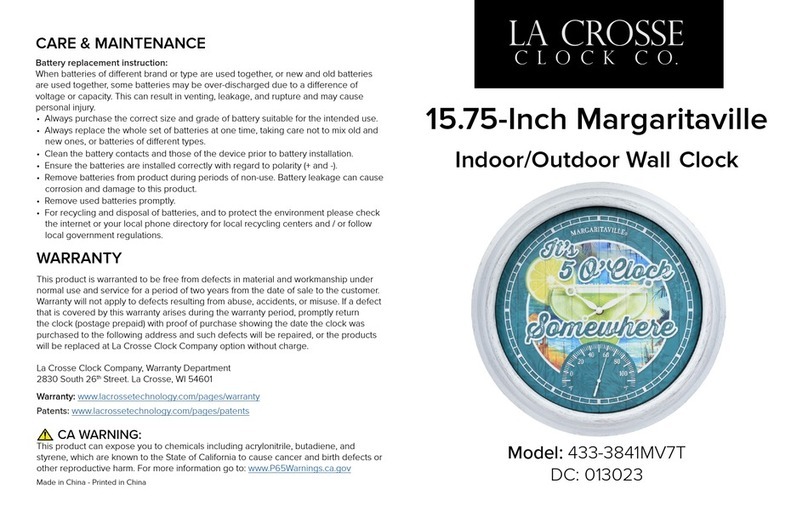 LA CROSSE CLOCK 433-3841MV7T User manual