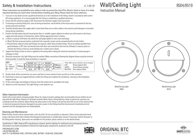Original BTC Davey Lighting 8504 instruction manual