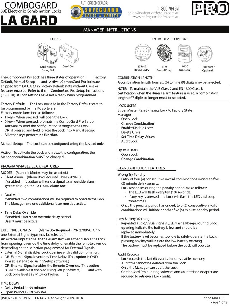 LaGrand COMBOGARD Pro Lock instructions
