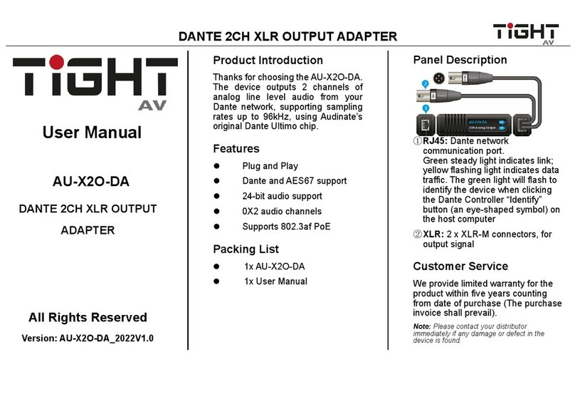 TiGHT AV AU-X2O-DA user manual