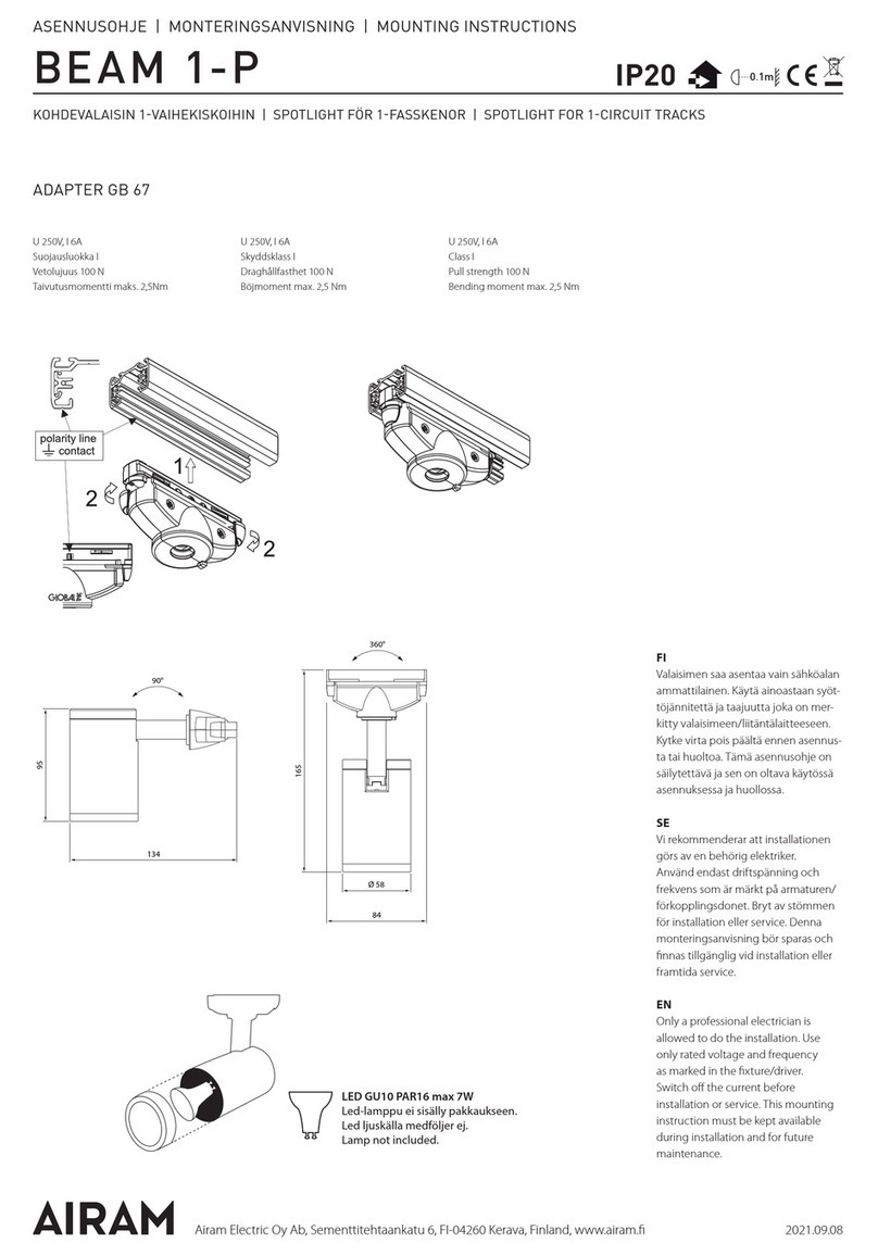 Airam BEAM 3-P Mounting instructions