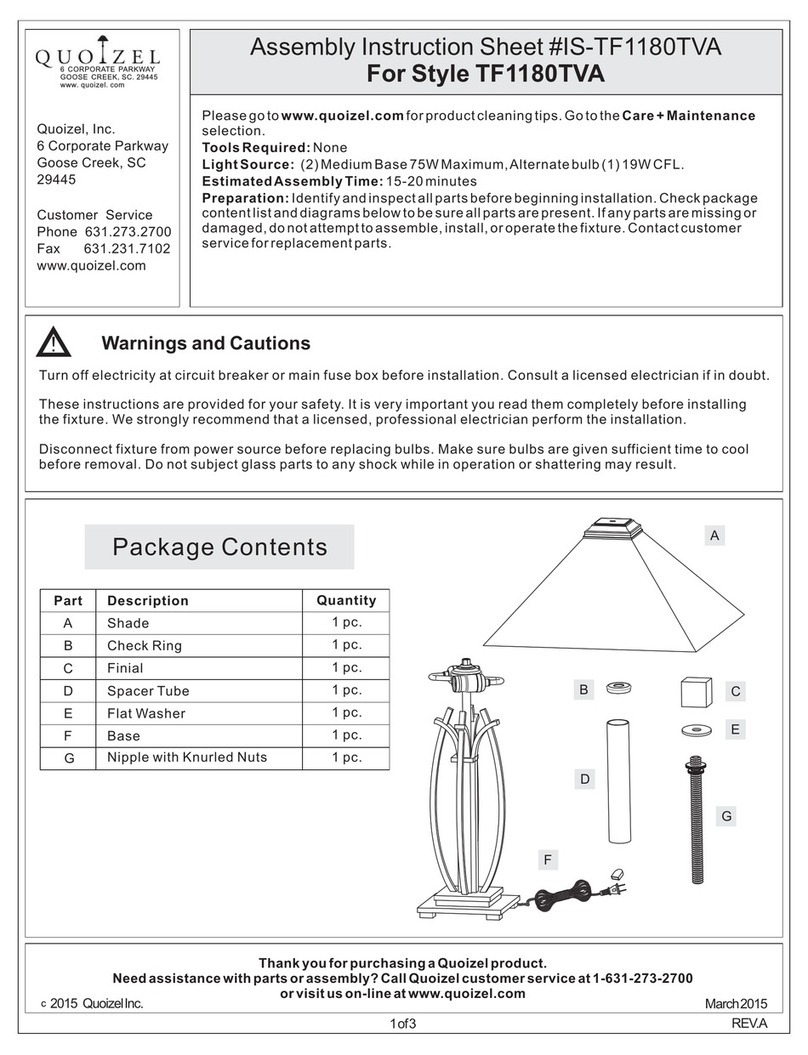 Quoizel TF1180TVA Assembly instruction