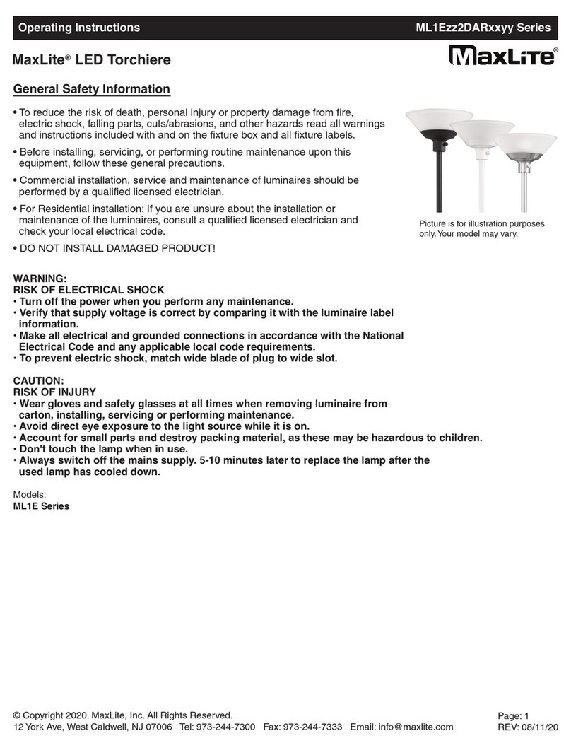 MaxLite ML1E 2DAR Series operating instructions