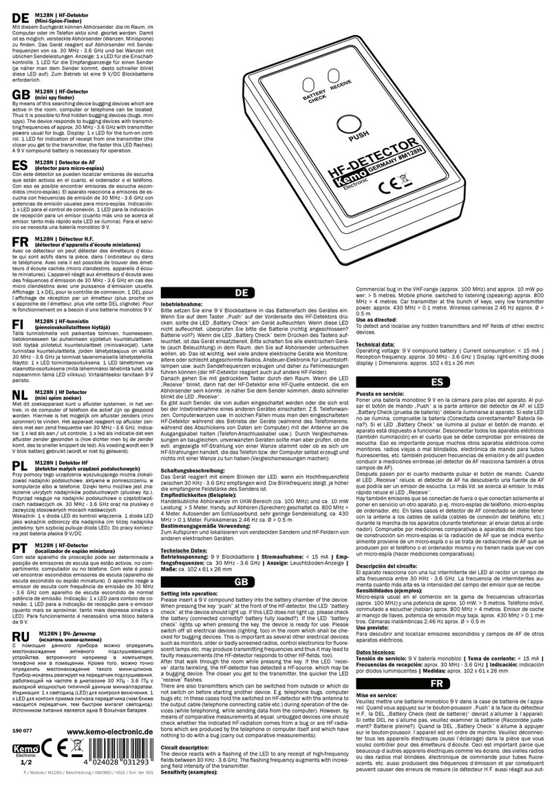 Kemo HF-Detector M128N User manual