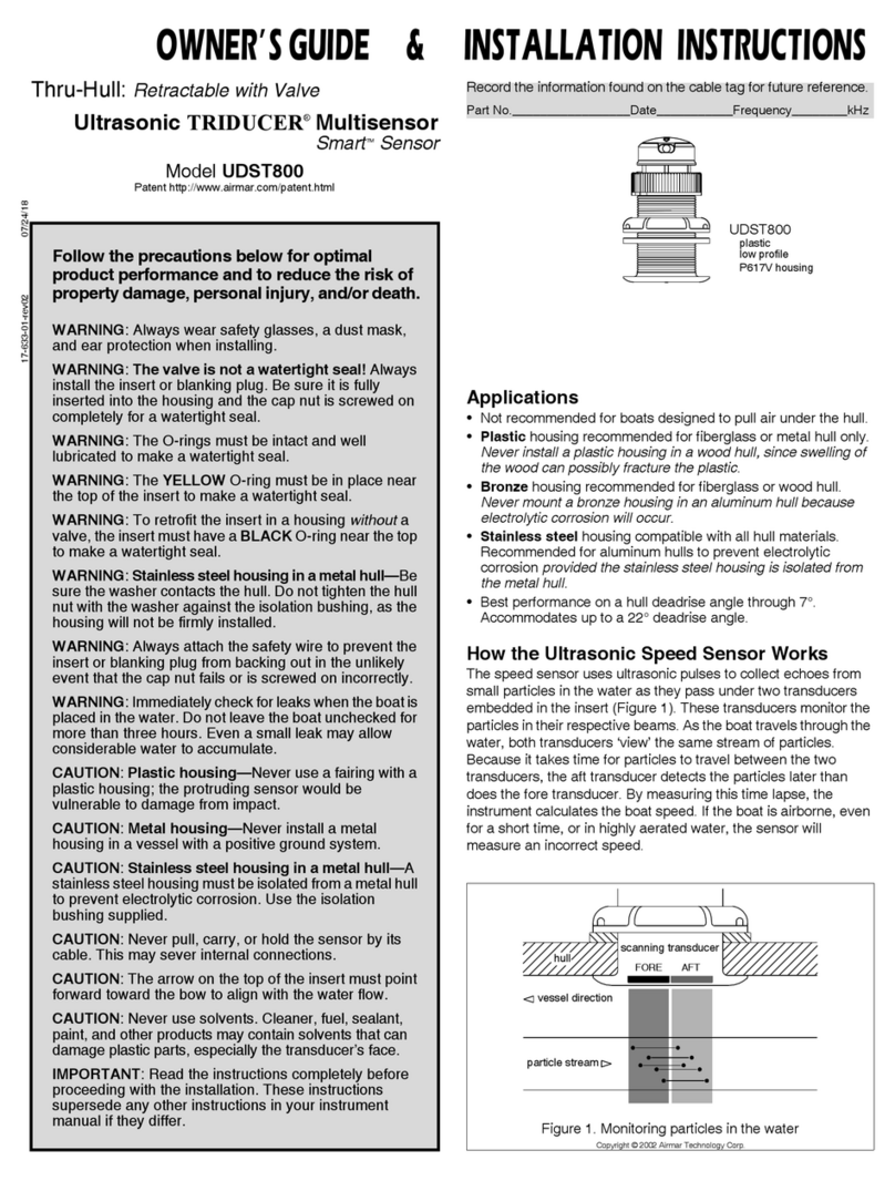 Airmar Ultrasonic TRIDUCER UDST800 Owner's guide and installation instructions