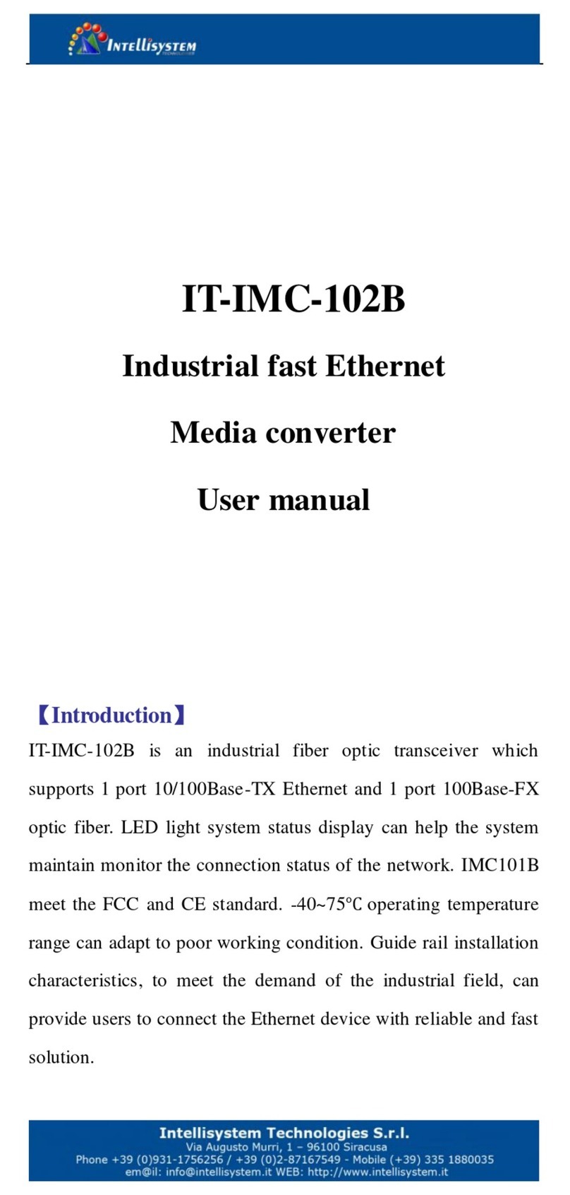 Intellisystem IT-IMC-102B User manual