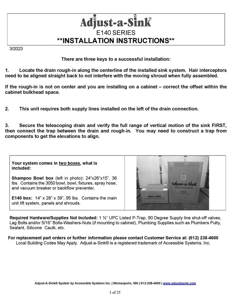 Adjust-a-Sink E140 Series installation instructions Adjust-a-Sink E140 Series installation instructions