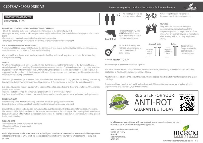 Mercia Garden Products 01DTSHAX0806SDSEC-V2 User manual