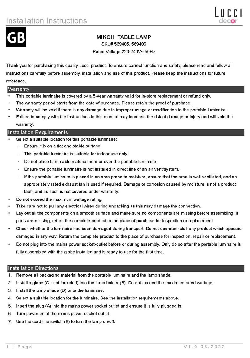 Lucci decor MIKOH 569405 installation instructions