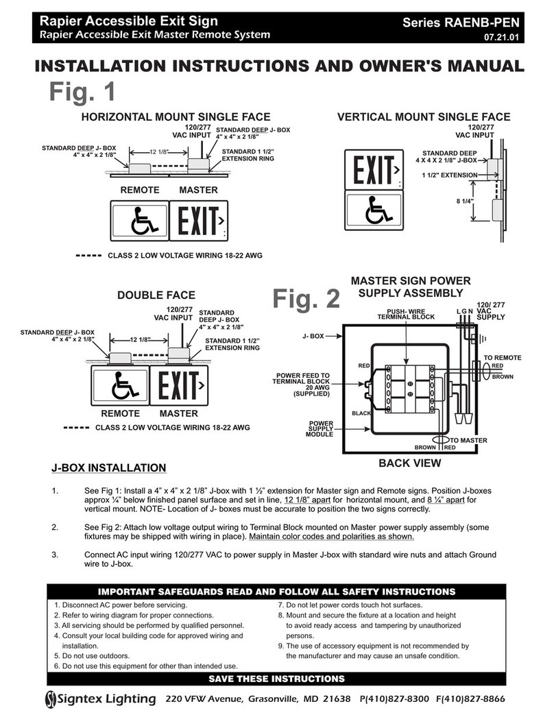 Signtex Lighting RAENB-PEN Series Installation instructions and owner's manual Signtex Lighting RAENB-PEN Series Installation instructions and owner's manual