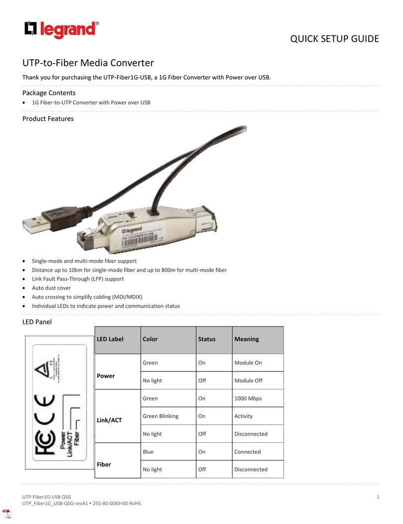 LEGRAND UTP-Fiber1G-USB Quick setup guide