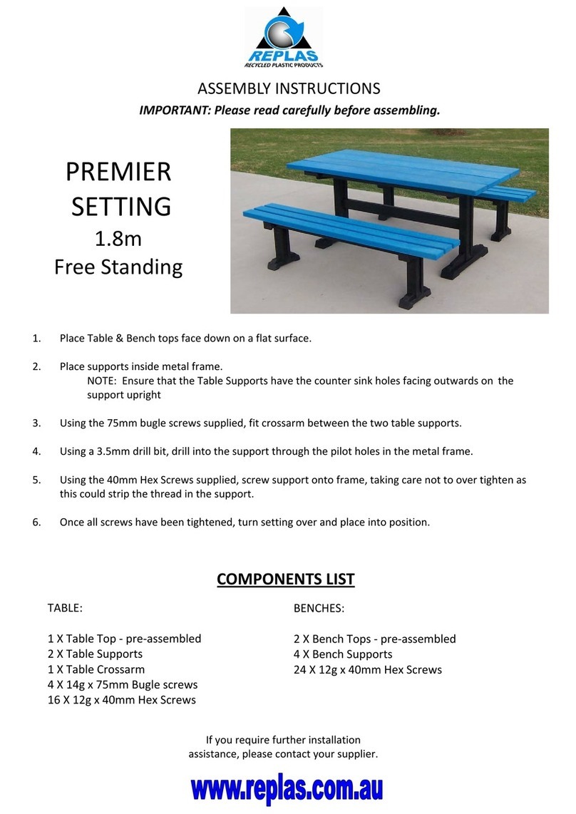 Replas PREMIER SETTING 1.8m Free Standing User manual Replas PREMIER SETTING 1.8m Free Standing User manual