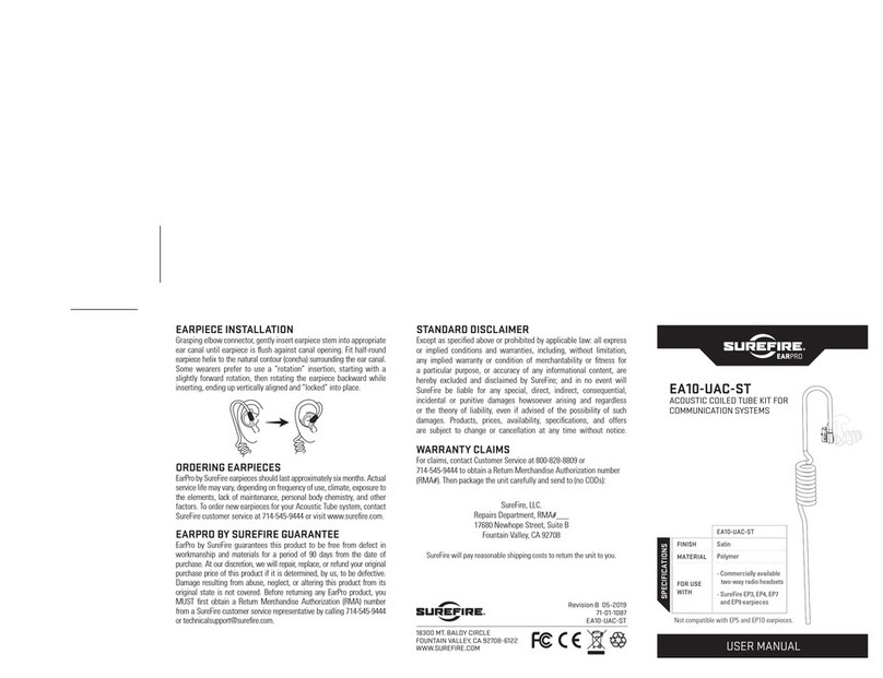 Surefire EarPro EA10-UAC-ST user manual