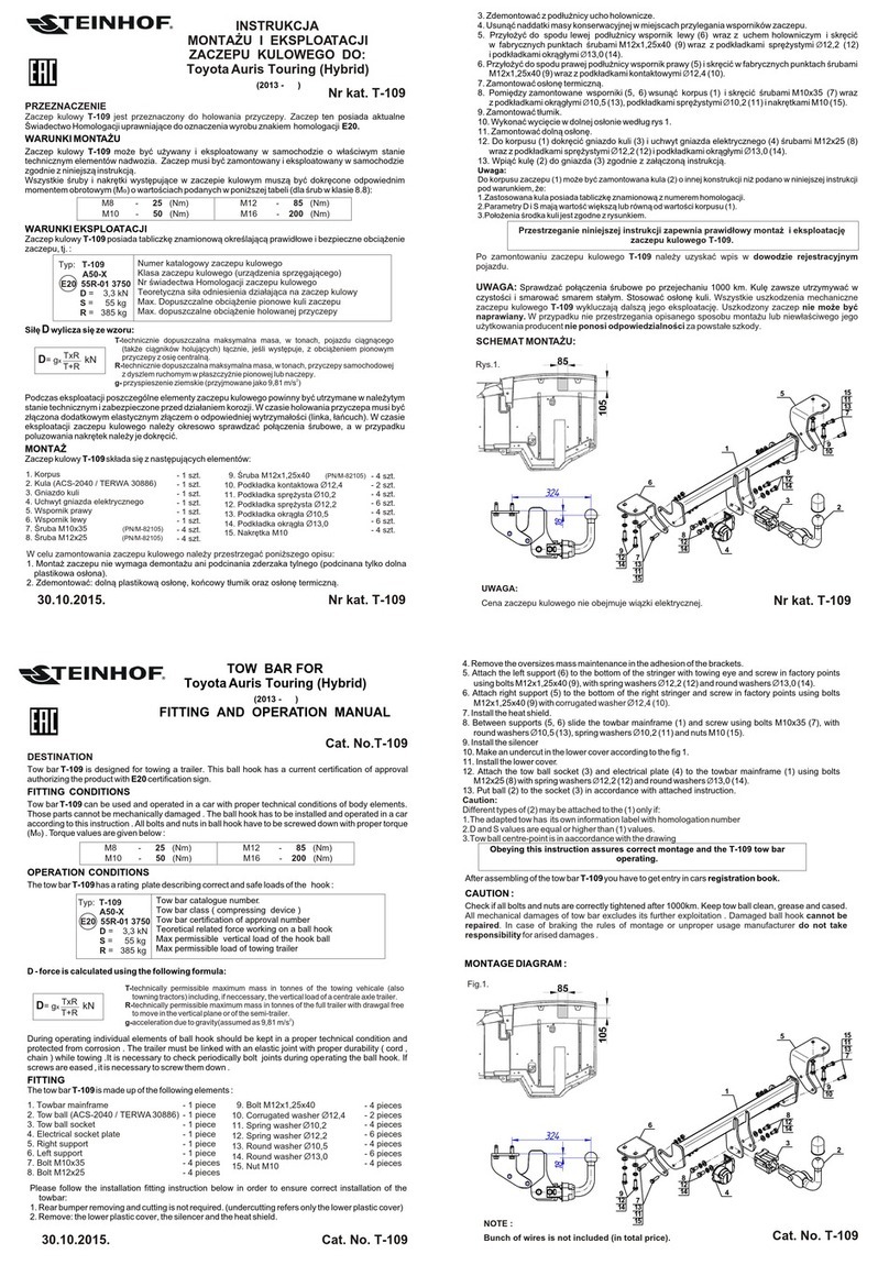 TEINHOF T-109 Parts list manual