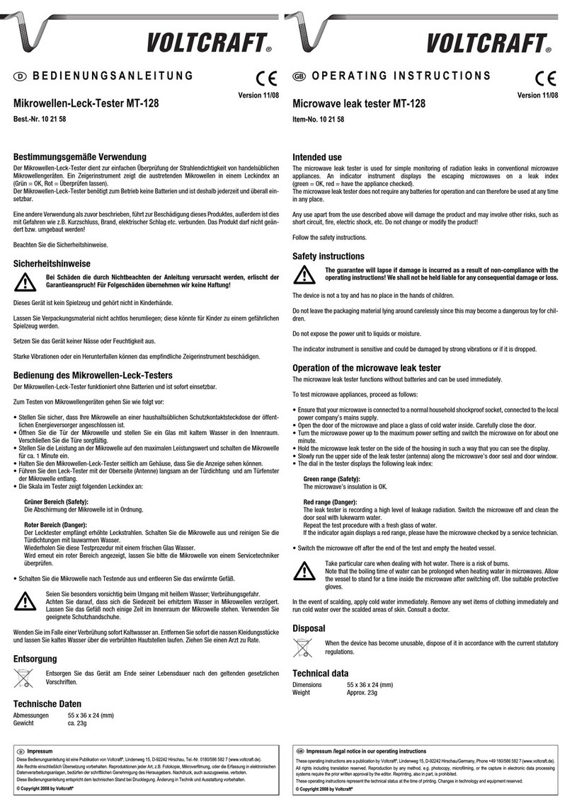 VOLTCRAFT MT-128 operating instructions