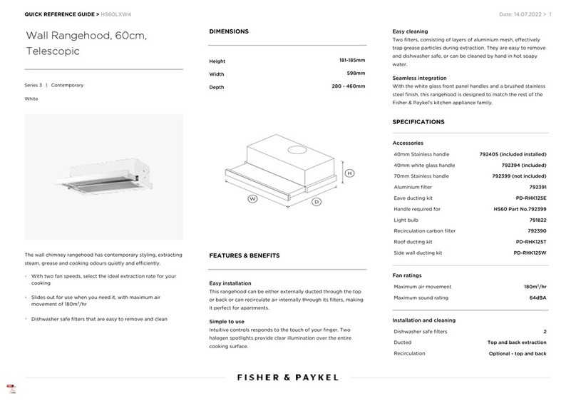 Fisher & Paykel HS60LXW4 Quick reference guide Fisher & Paykel HS60LXW4 Quick reference guide