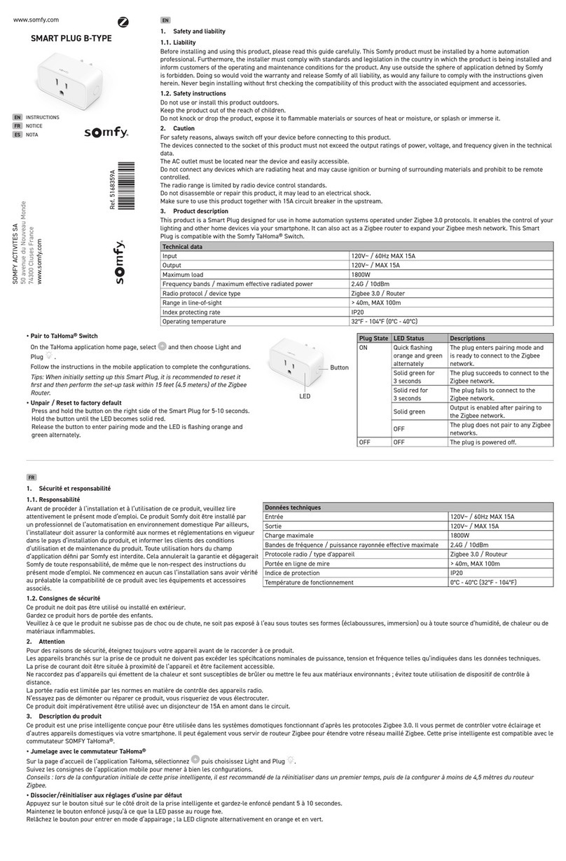 SOMFY SMART PLUG B-TYPE User manual