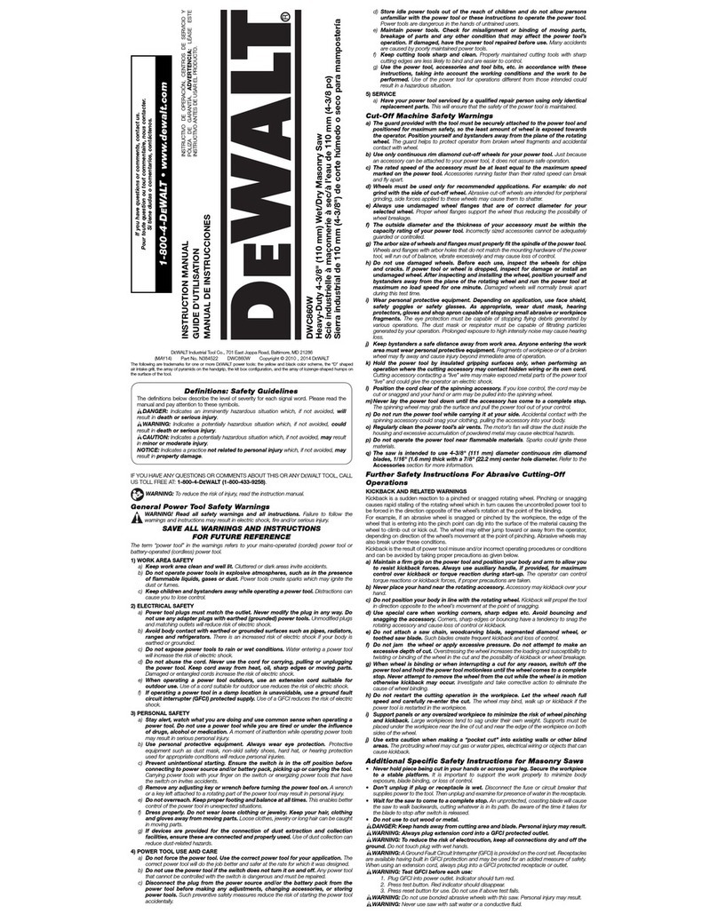 DeWalt DWC860W User manual