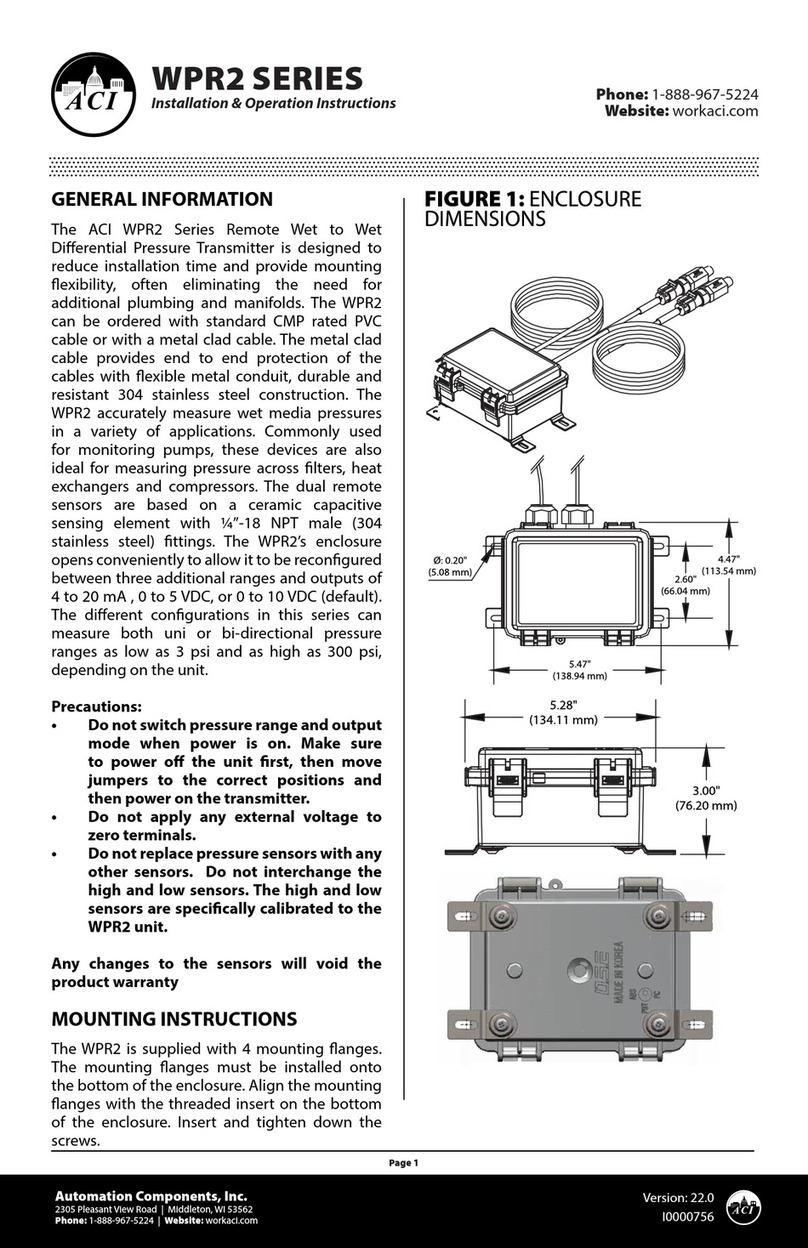 aci WPR2 Series Installation instructions