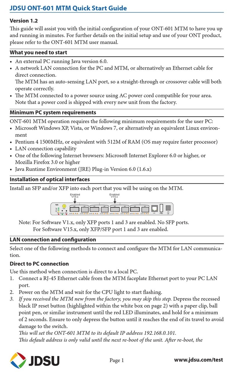 JDS Uniphase ONT-601 MTM quick start guide