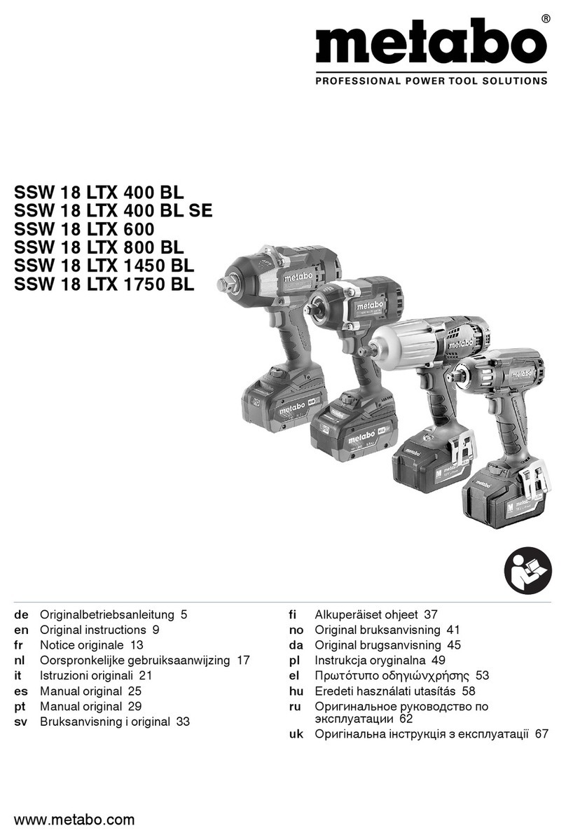 Metabo SSW 18 LTX 400 BL User manual Metabo SSW 18 LTX 400 BL User manual
