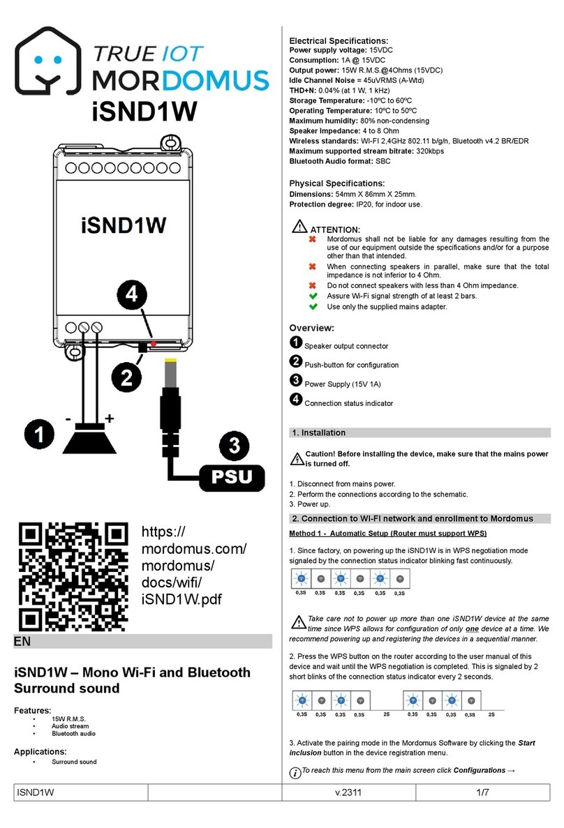 MORDOMUS TRUEIOT iSND1W manual
