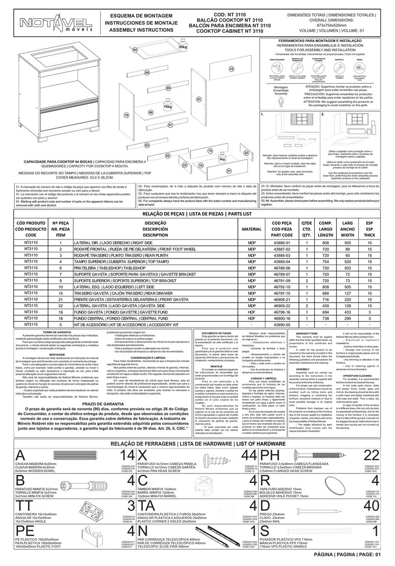 Notável Móveis NT 3110 Assembly instructions