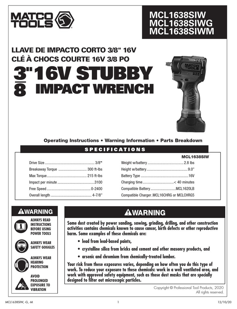 Matco Tools MCL1638SIW operating instructions