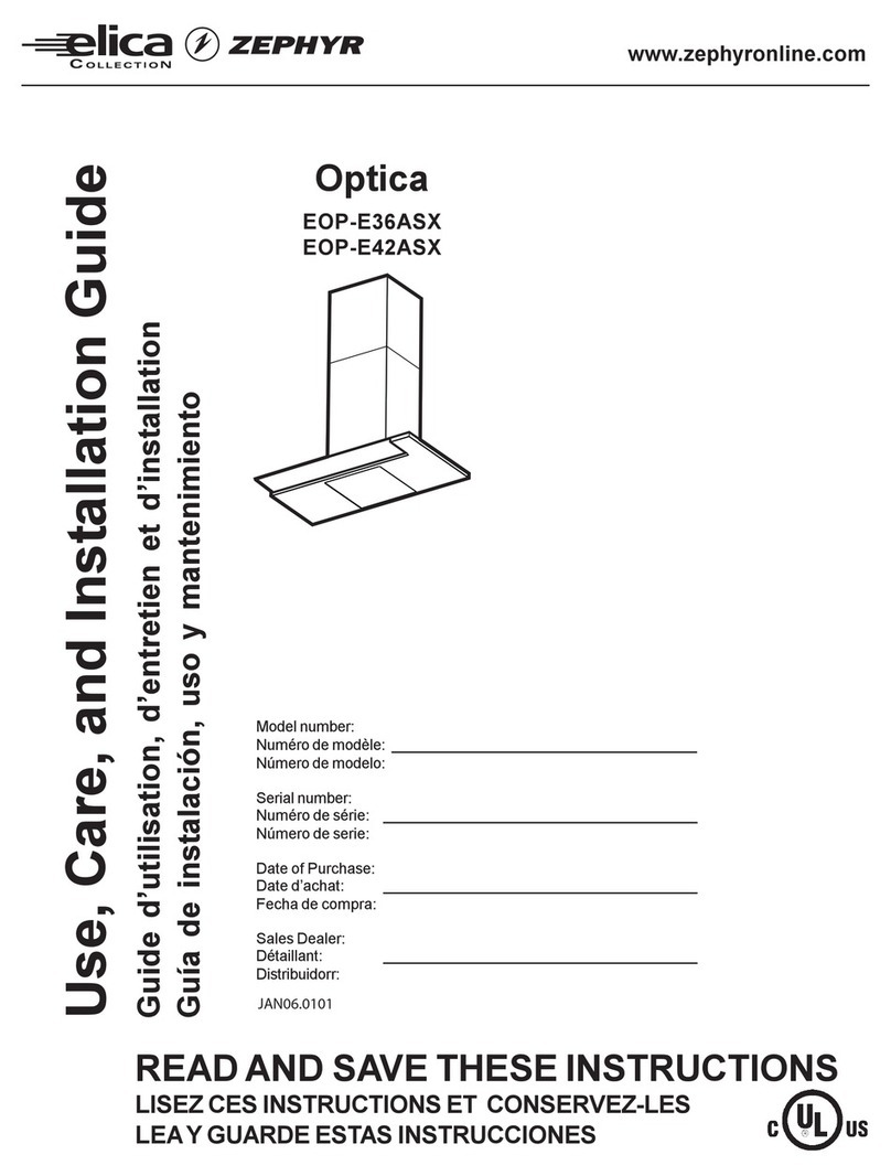 Zephyr elica Optica EOP-E42ASX Installation guide