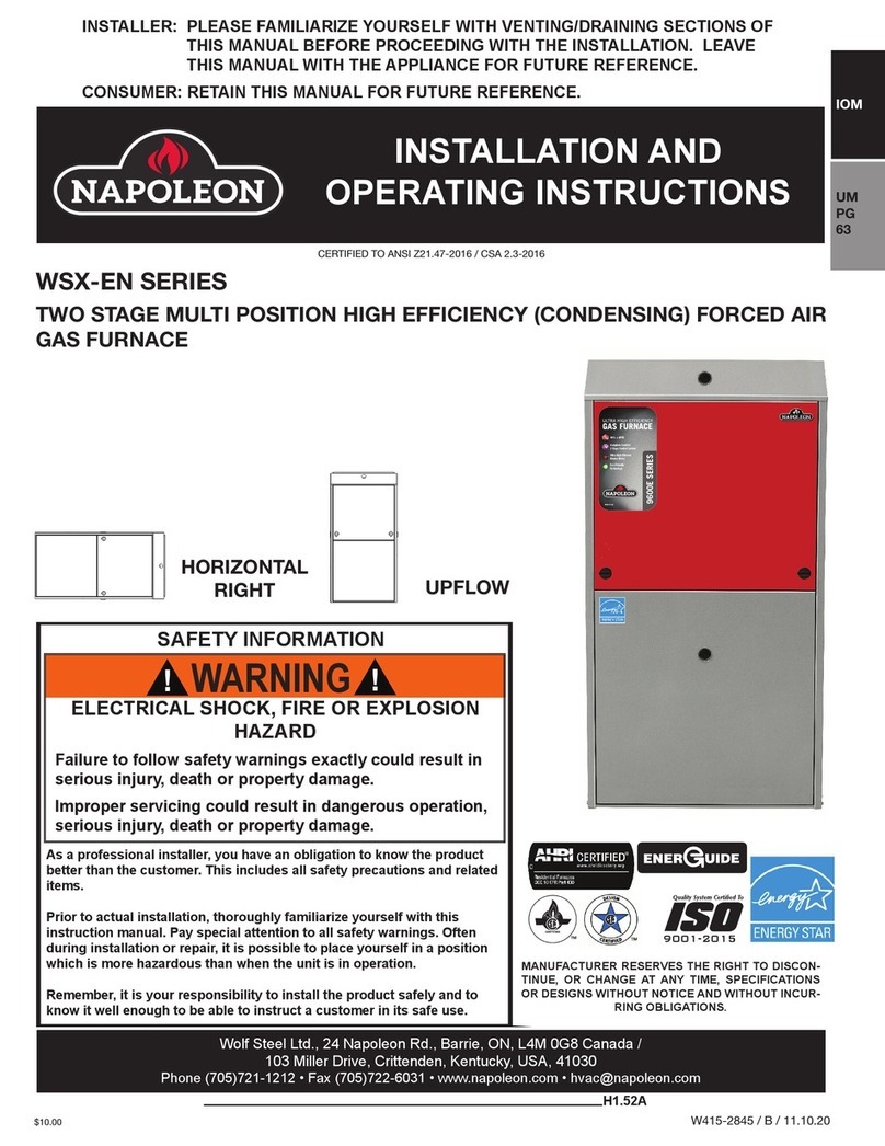 Napoleon WSX-EN Series Installation and operating instructions Napoleon WSX-EN Series Installation and operating instructions