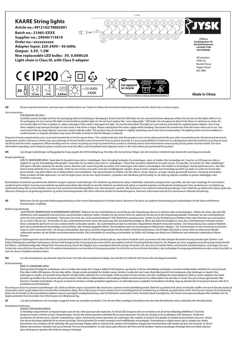 Jysk KAARE 4912142 manual