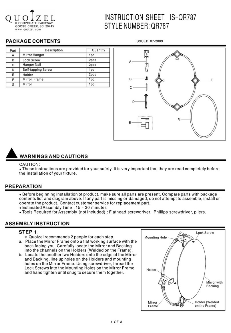 Quoizel QR787 instruction sheet