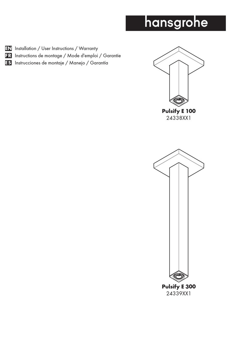 Hans Grohe Pulsify E 100 24338 1 Series Installation/User Instructions/Warranty