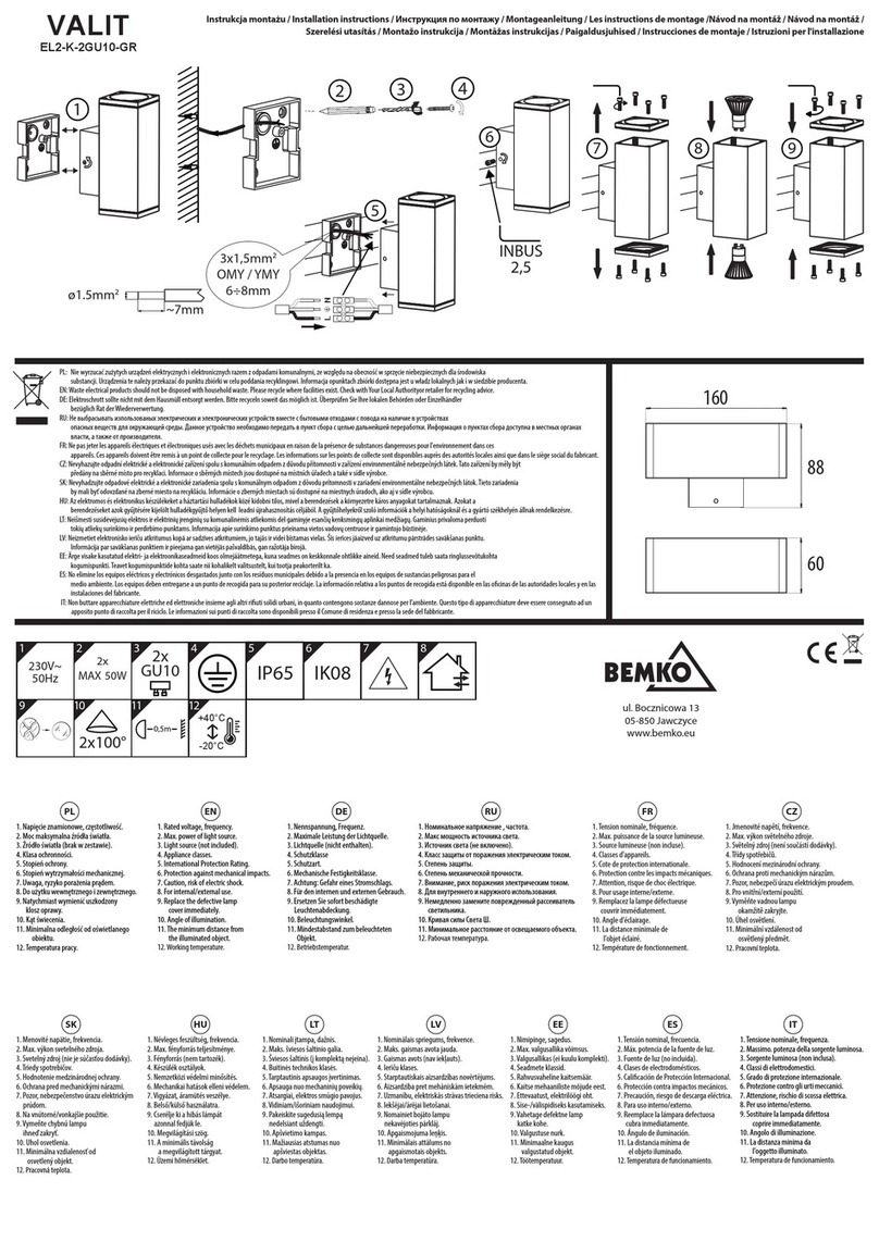 BEMKO VALIT EL2-K-2GU10-GR installation instructions