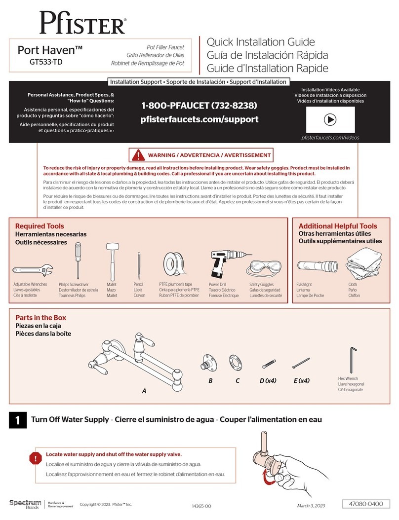 Spectrum Brands Pfister Port Haven GT533-TDY Quick installation guide