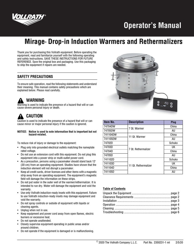 Vollrath Mirage 74704DW User manual
