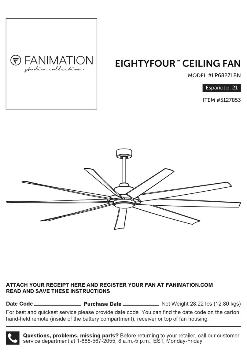 Fanimation EIGHTYFOUR LP6827LBN User manual