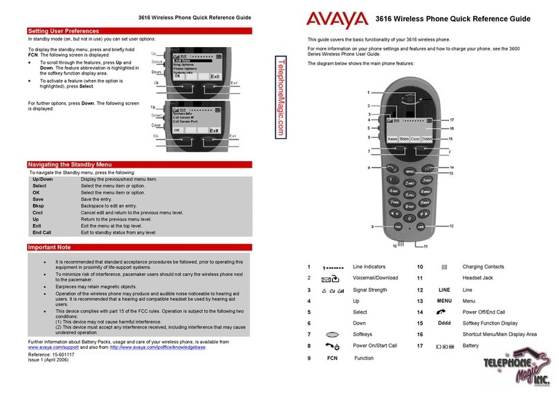 Avaya 3616 Series User manual