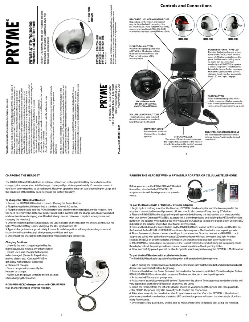 PRYME PRYMEBLU BTH-700 quick start guide