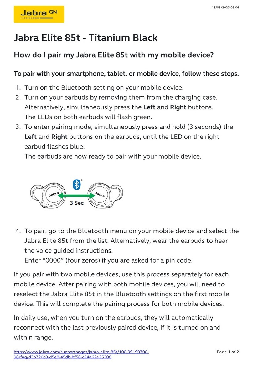 Jabra Elite 85t - Titanium Black quick start guide